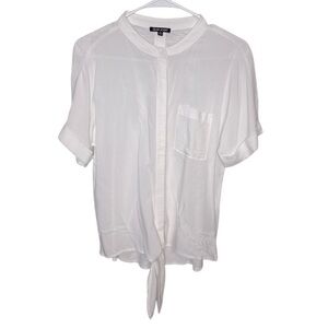 DEAR JOHN Women's Button Front White Tie Front Top Size XS